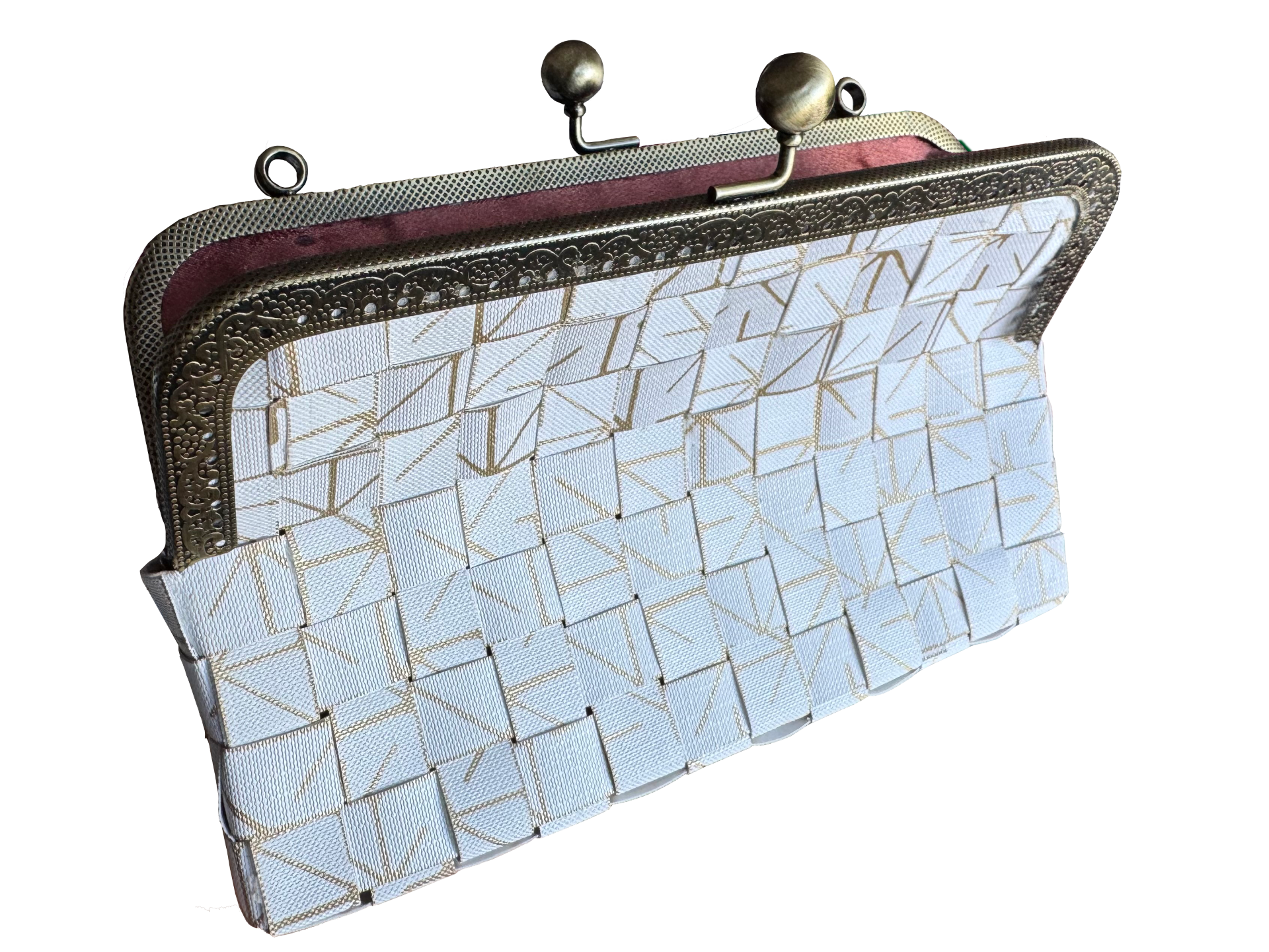 Woven Kiss Clasp Clutch